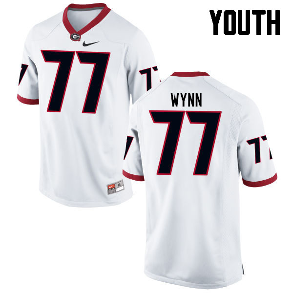 Georgia Bulldogs Youth Isaiah Wynn #77 White Stitched College UGA Football Jersey 23KT011AC